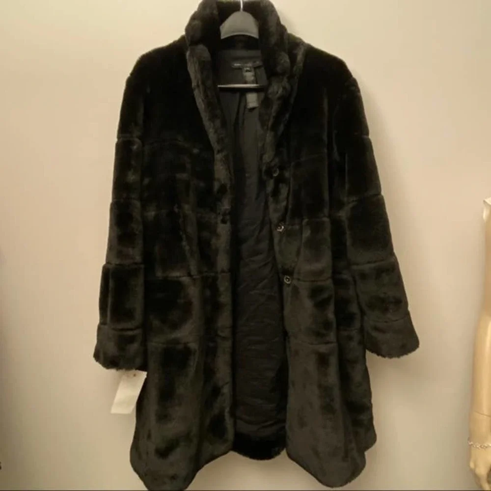 MARC JACOBS NEW Black Mink Fur Full Length Plush Coat! M/L RARE!! LUXE FAUX FUR - Picture 4 of 8